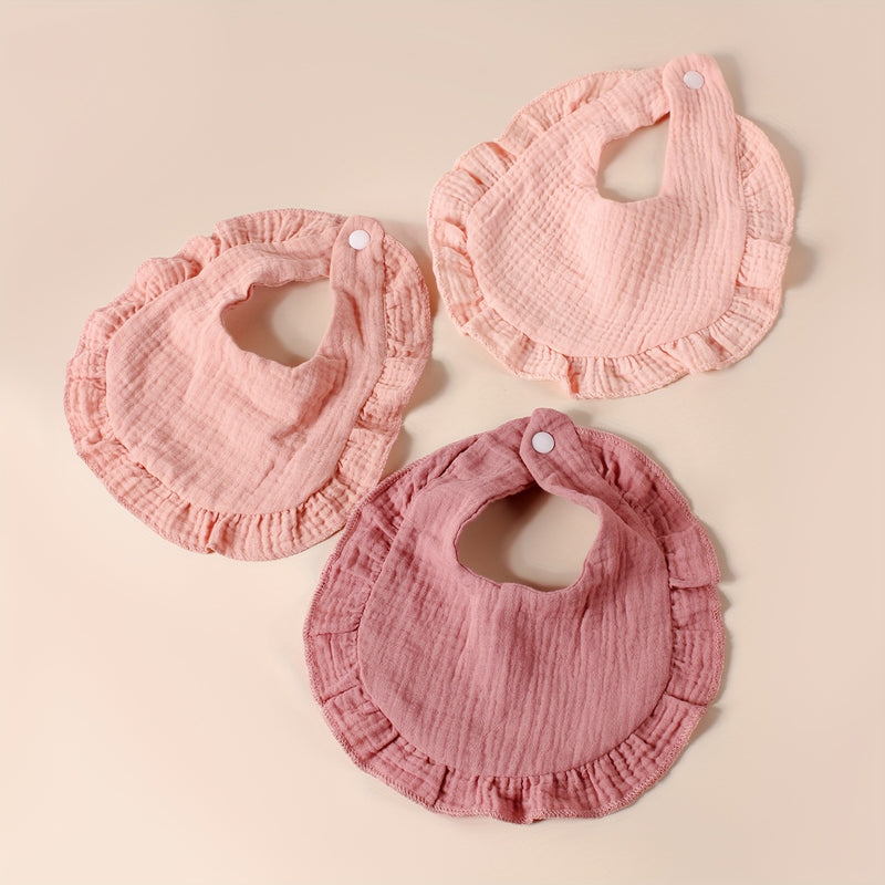 8pcs Baby Soft Cotton Dual-Layer Bibs with Snap Closure.