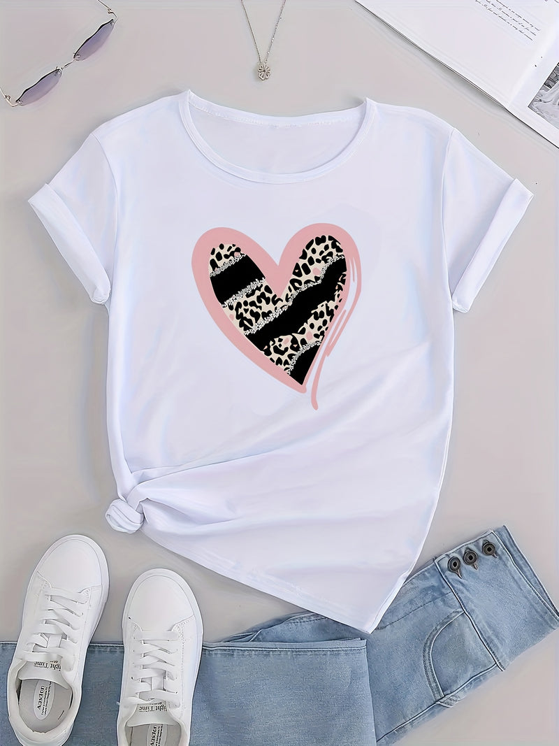 Women’s Casual Sports Loose Heart Graphic T-shirt.
