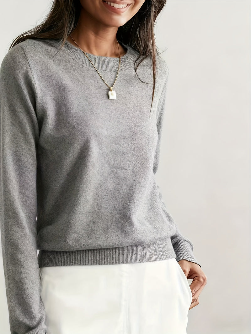 Women's Fashion Round Neck High-end Versatile Base Layer Top.