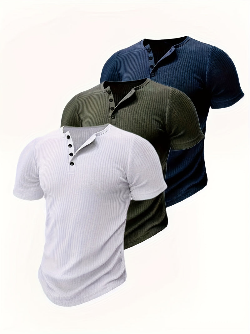 3pcs Men’s Short-Sleeved Fashion Trendy Top.