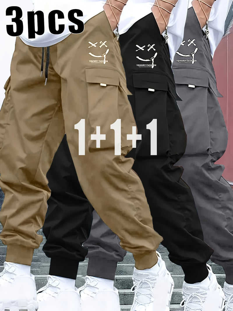 3pcs Men's Heavy-Duty Work Pants.