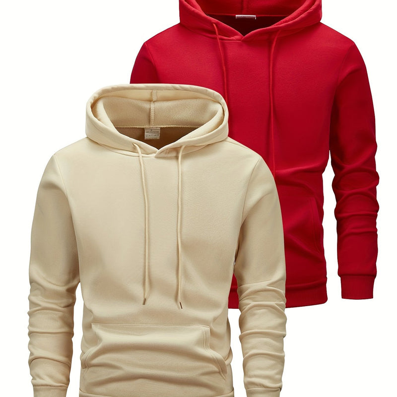 2pcs Men's Hooded Long-Sleeve Sweatshirt.