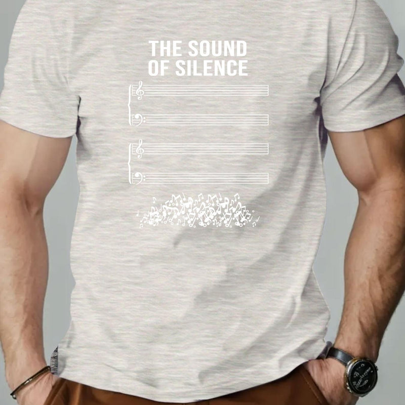 Men's Short Summer Casual T-Shirt with The Sound of Silence Design.
