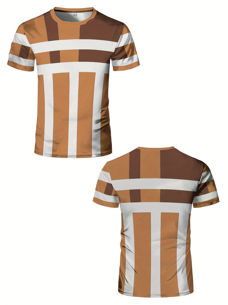 This Men'S Sports Fashion Short-Sleeve T-Shirt Has a Geometric Print.