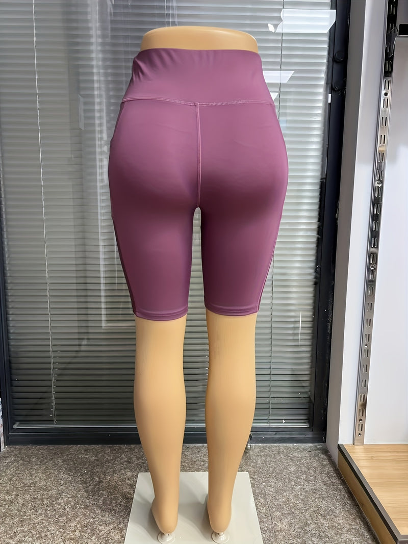 Women'S High-Waisted Mesh Cycling Shorts with Pockets for Outdoor Sports.