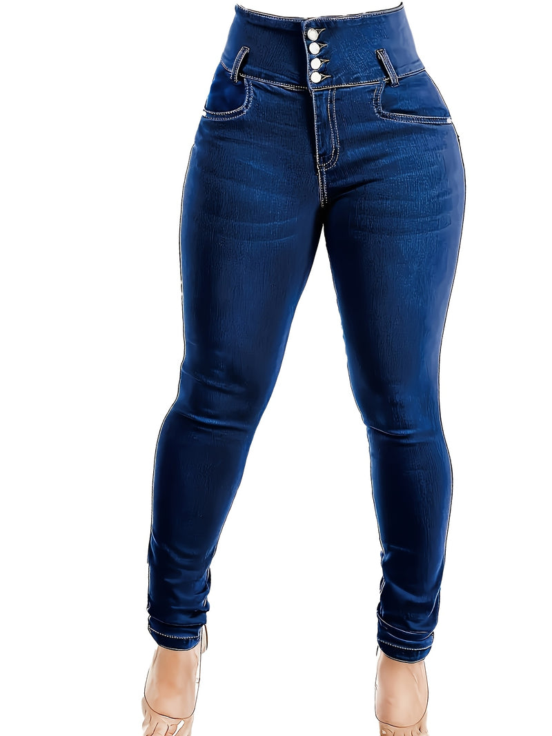 Women's Fashionable High-Waisted Skinny Jeans.