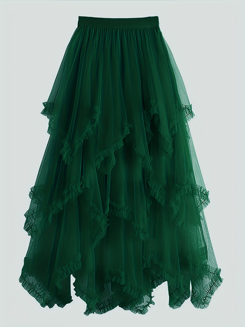Women’s Punk-Inspired Layered Tulle Skirt with a Black Gothic Mesh.