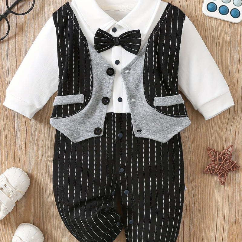 Newborn 2-in-1 Jumpsuit First Birthday & Full Moon Outfit with Fake 2pcs.