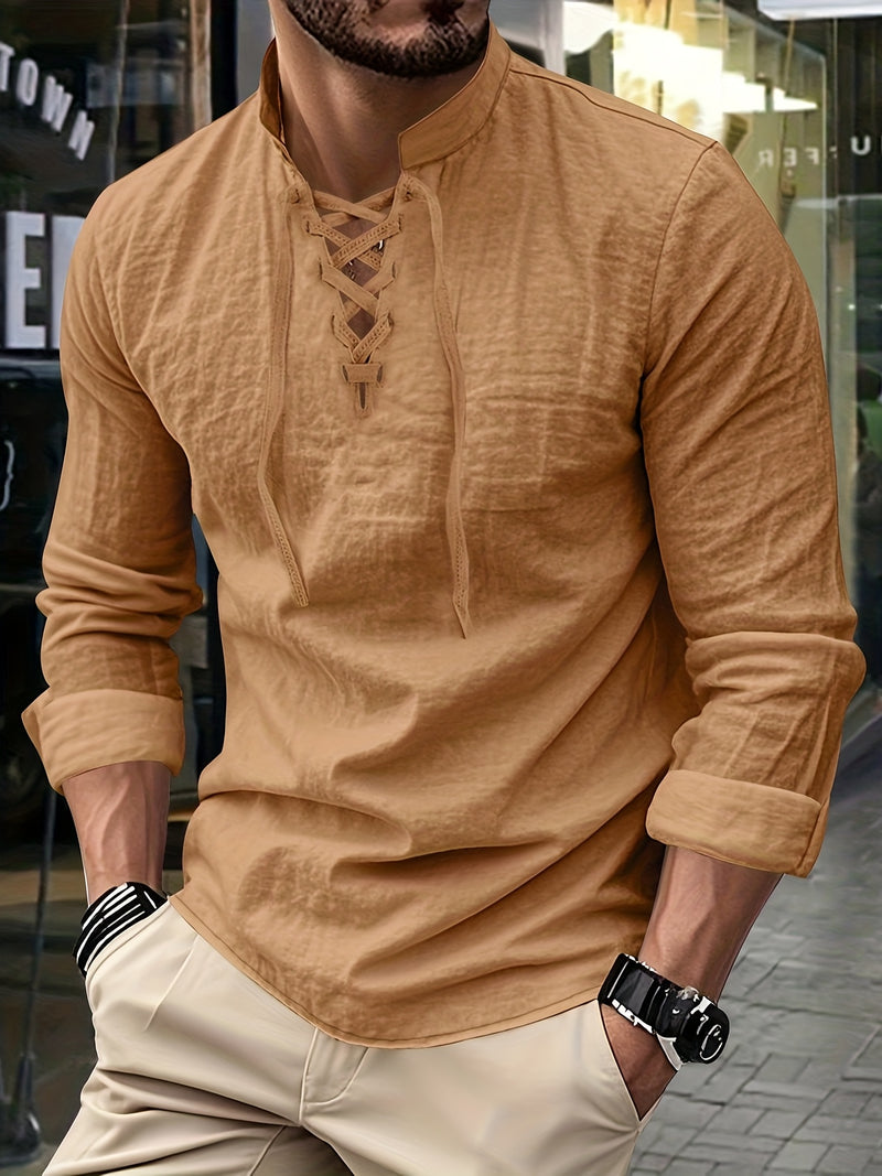 Men's Breathable Fabric Short-Sleeve V-Neck Oversized Casual T-Shirt.