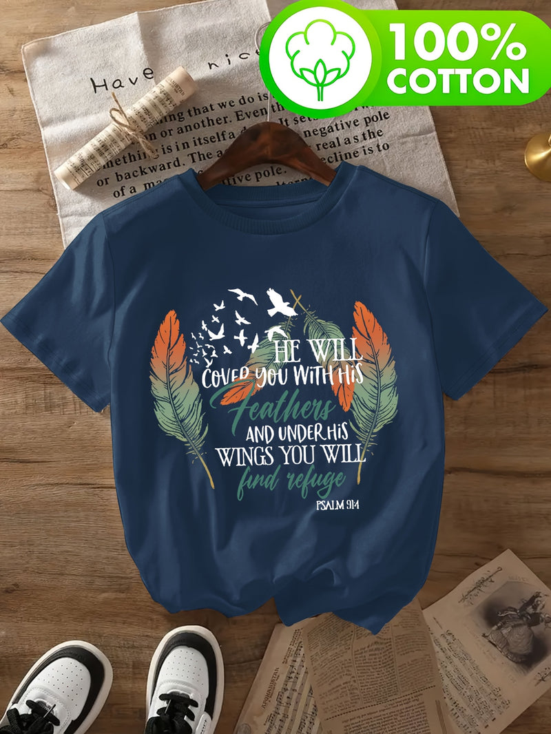 Women's T-Shirt with Psalm 91 Design.