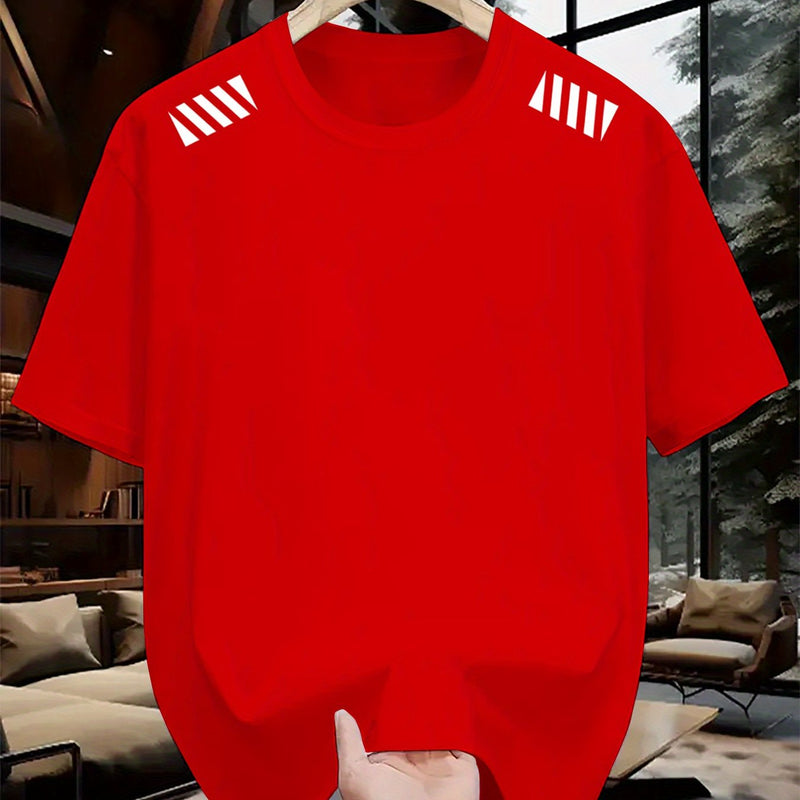 1pc Striped Print Men's Crew Neck Short Sleeve T-Shirt.