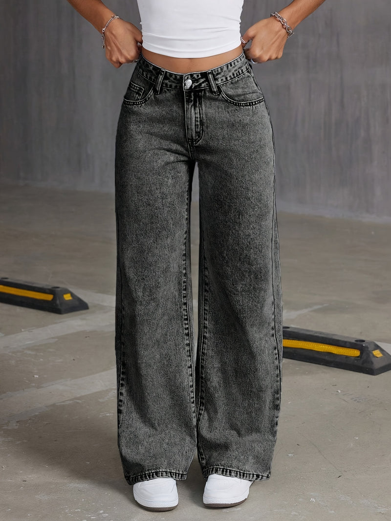 Women's Wide-Leg Stretch Denim Pants.