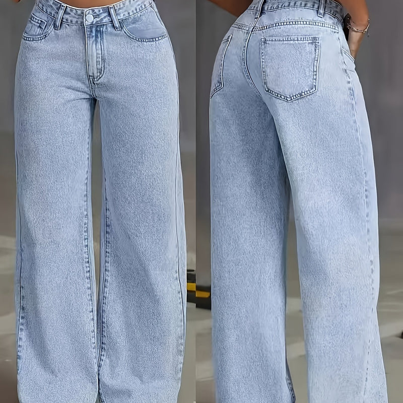 Women's Snowflake Denim Wide-Leg Pants with a Stylish Design.
