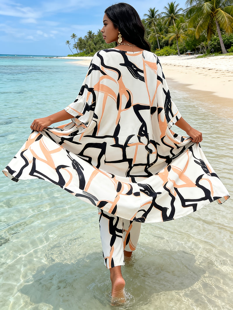 Women’s Elegant And Stylish Printed Two-Piece Pants Set.