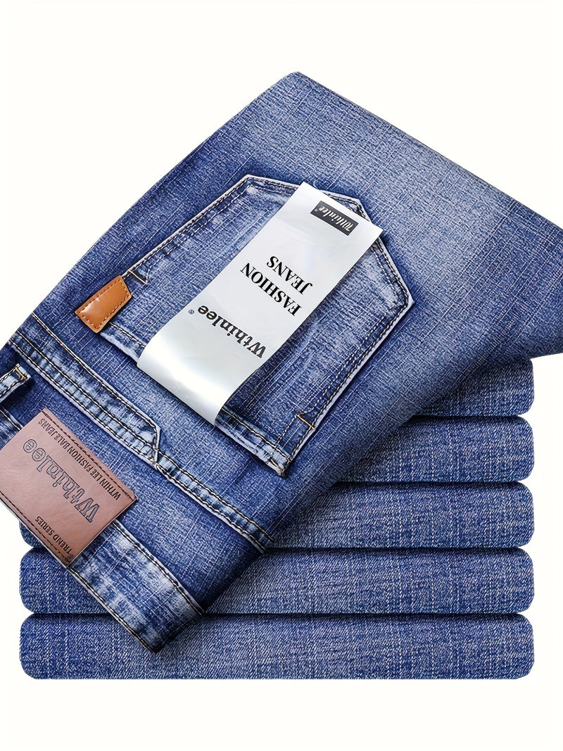 New Seasonal Chinese-Style Straight-Leg Jeans for Men.