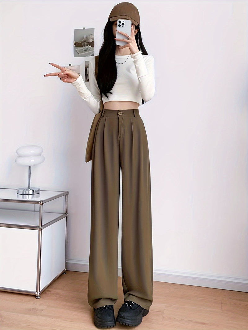 Women’s Long Tailored Trousers with a Single Button.
