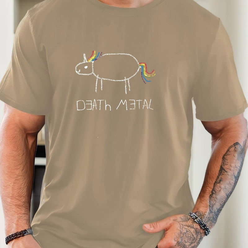 Men's Short-Sleeve T-Shirt with a Unicorn Pattern for Summer Casual Wear.