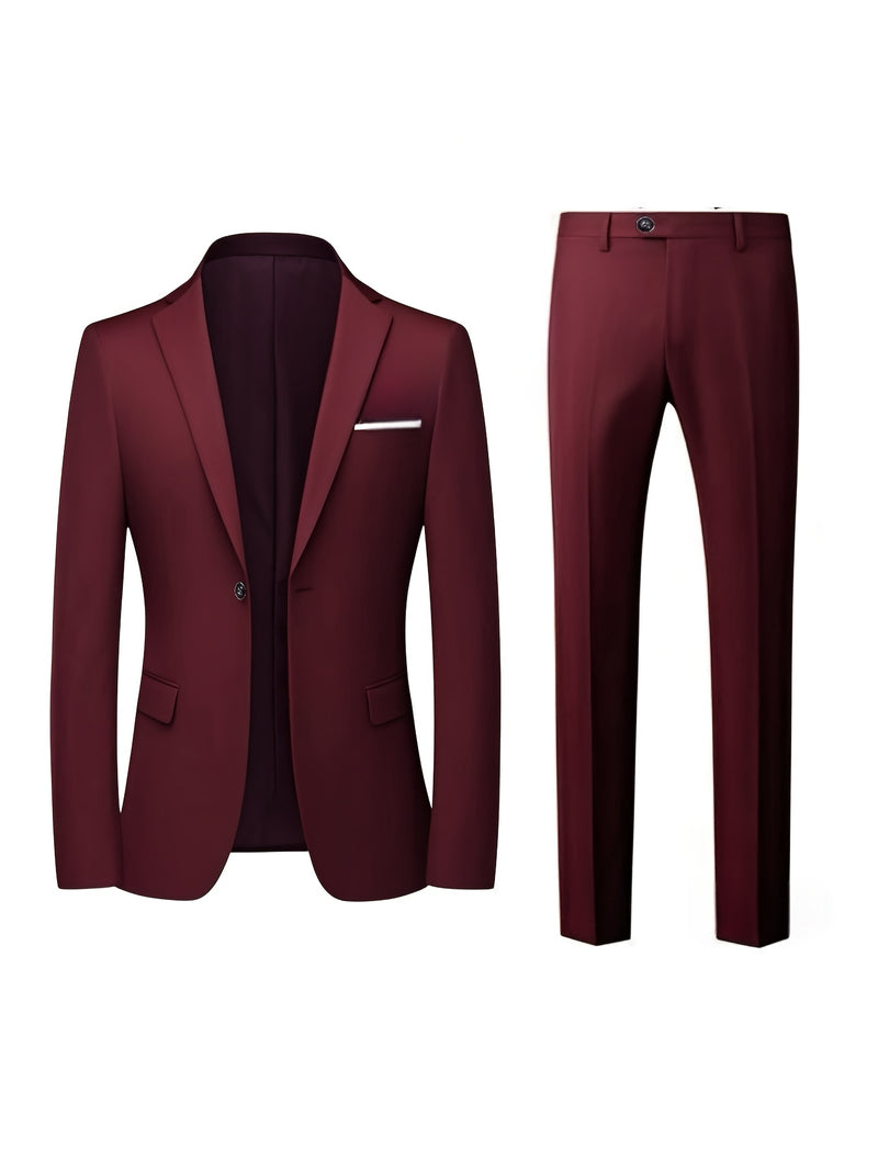 2pcs Classic Suit Set - Men'S Dress Attire - Premium Quality.
