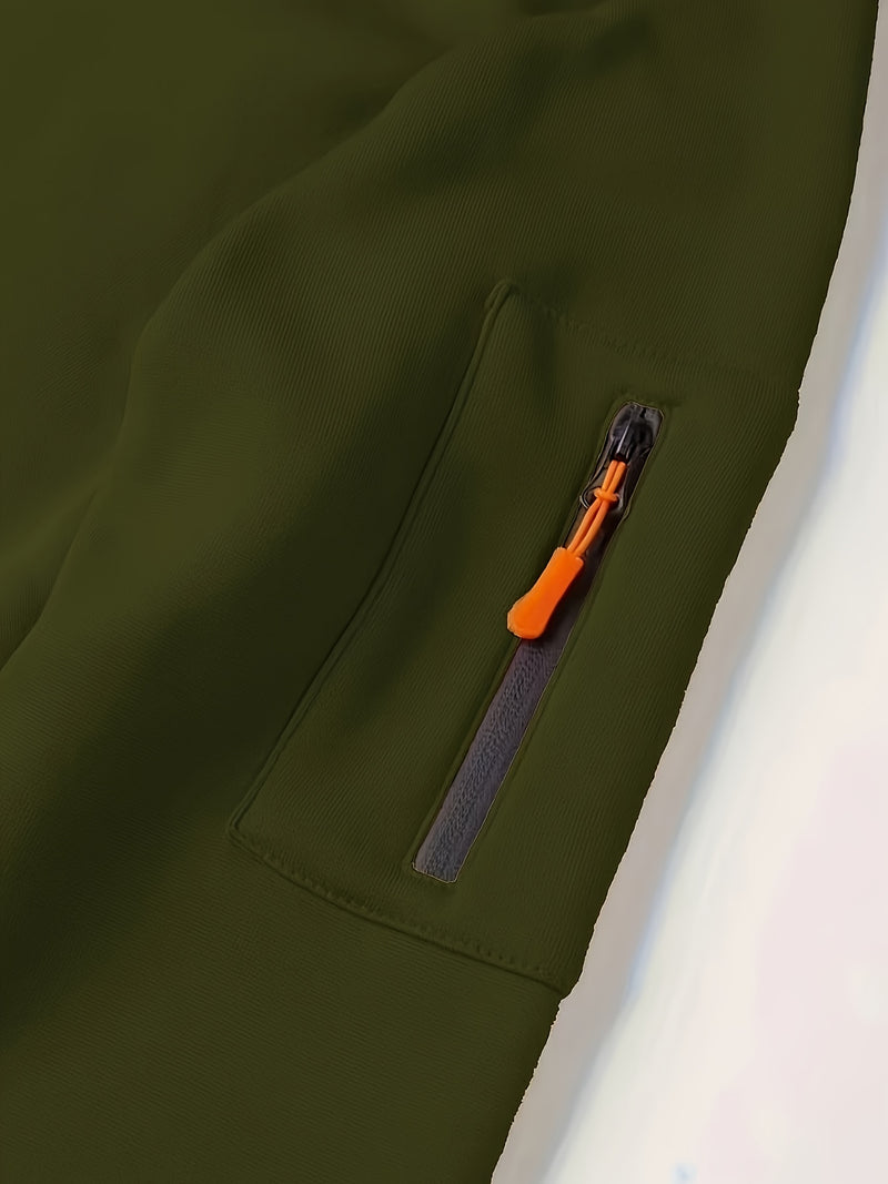 Men's Hoodie. Solid Color Long Sleeve Open Front Hooded Sweatshirt Jacket.