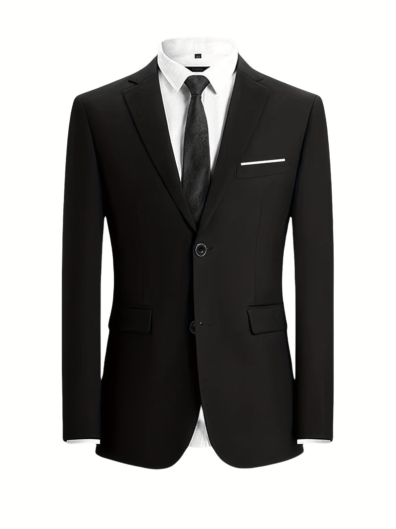 Men's Business Solid Color Classic Elegant Two-Piece Suit.