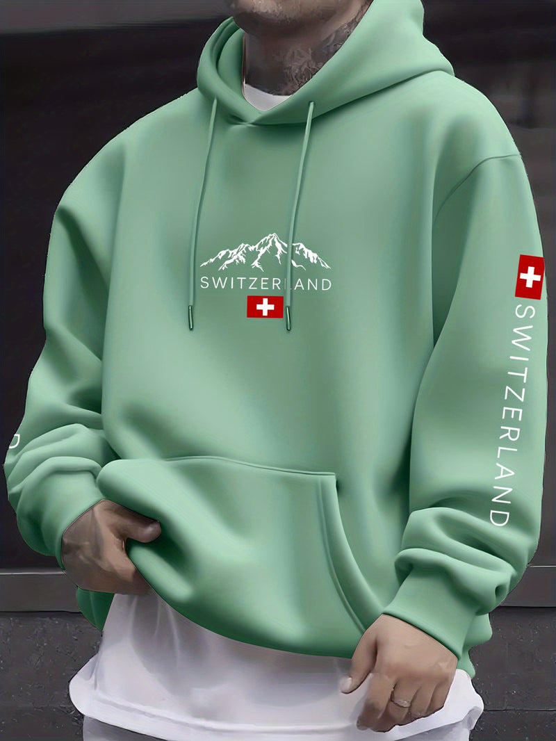 Men'S & Women'S Swiss Flag & Matterhorn Mountain Graphic Hooded Sweatshirt.
