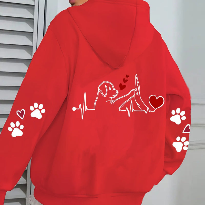 Women'S Cozy Fleece Hoodie with Adorable Puppy Graphic.
