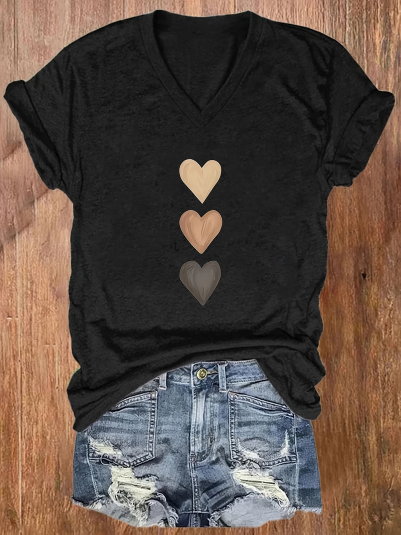 3pcs Women's V-Neck T-Shirts - Casual Short Sleeve.