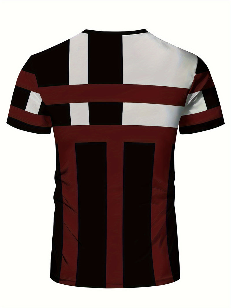 This Men'S Sports Fashion Short-Sleeve T-Shirt Has a Geometric Print.
