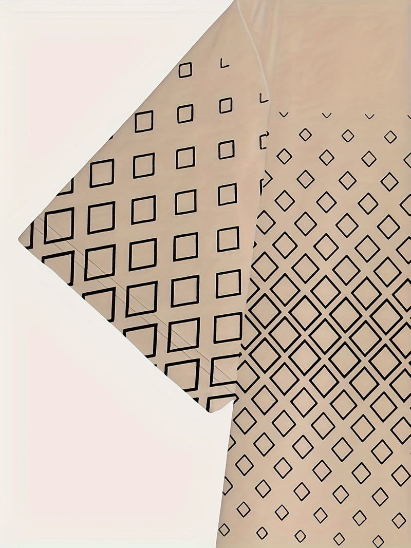 Men's Fashion Breathable Casual T-Shirt with Small Checkered Pattern.