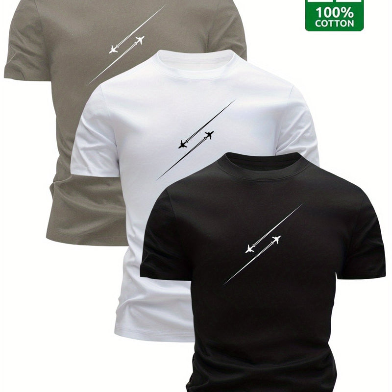 3pcs Men’s Cotton T-Shirts, Casual Fashion Top.