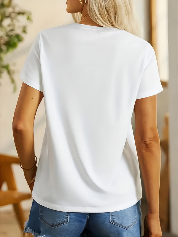 Elegant Women's Short Sleeve Round Neck Crew.