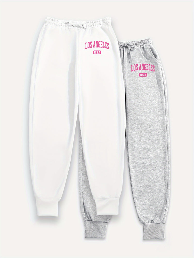 Women's Two-Piece Outfit Featuring Pants with a Letter Print.