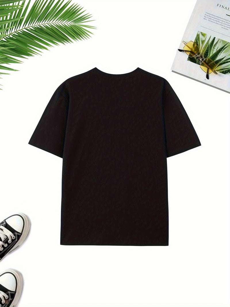Men's Casual Versatile Trendy Round Neck Heavyweight Cotton T-Shirt.