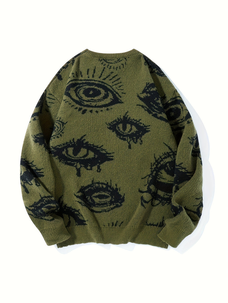 Men’s Round Neck Street Style Pullover with Contrasting Colors.