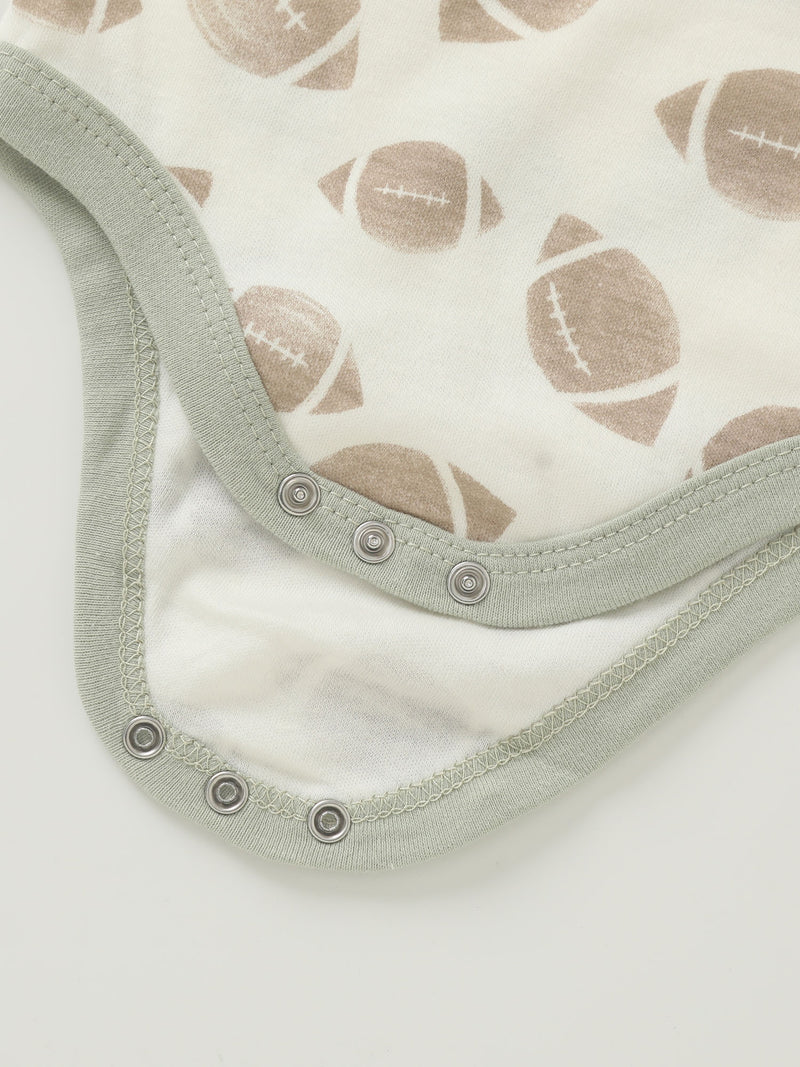 A Set of 6 Newborn Baby Bodysuits Featuring Little Bear Embroidery.