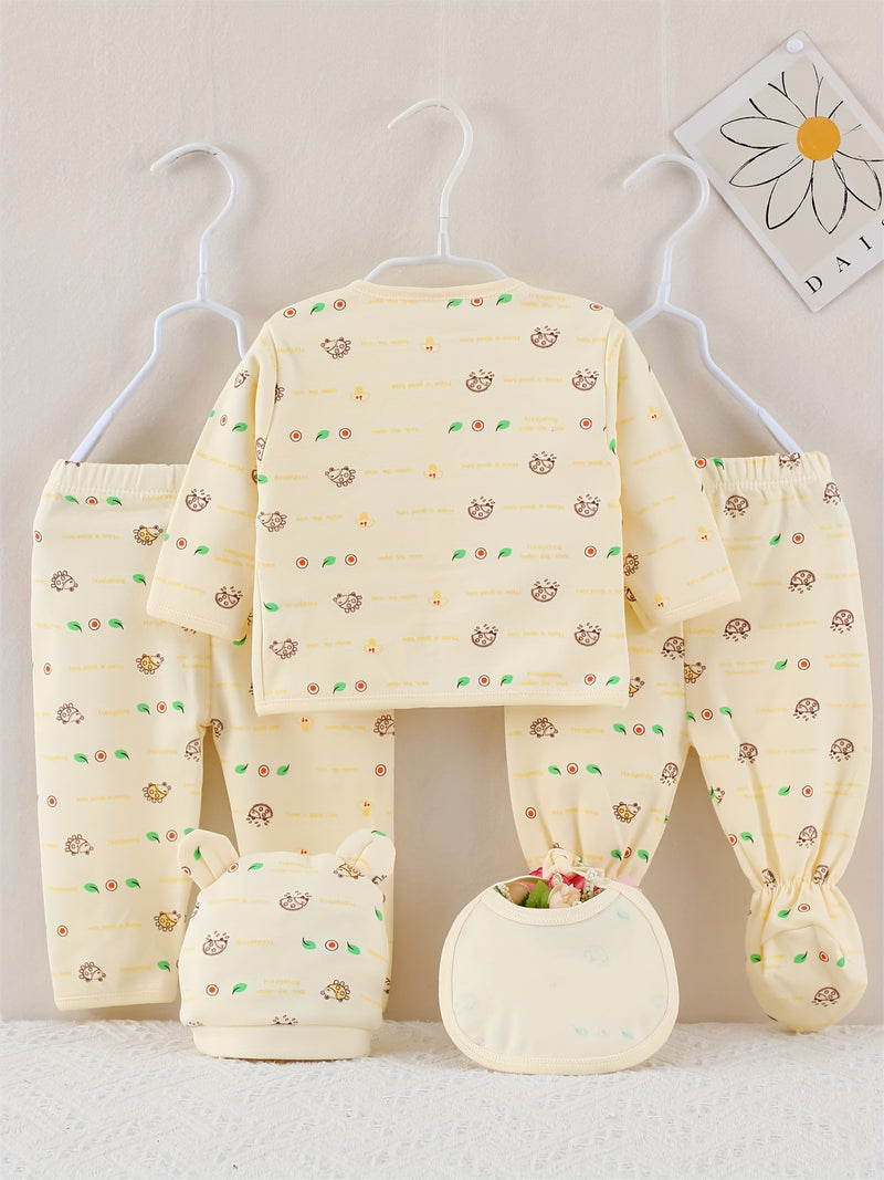 5pcs Baby 0-3m Set, All-Season Casual Outfits for Boys and Girls.