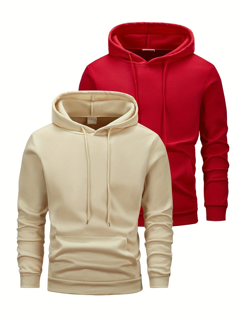 2pcs Men's Hooded Long-Sleeve Sweatshirt.