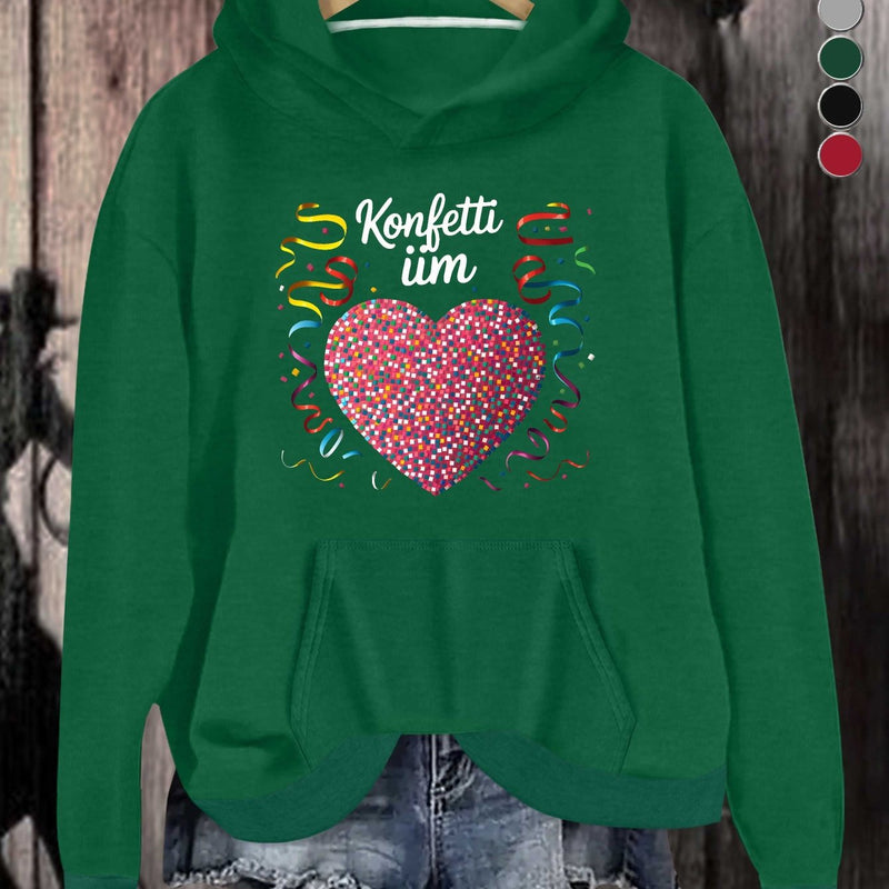 Festive Confetti Heart Women's Hoodies.