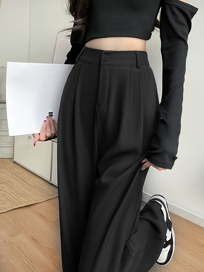 Women’s Long Tailored Trousers with a Single Button.