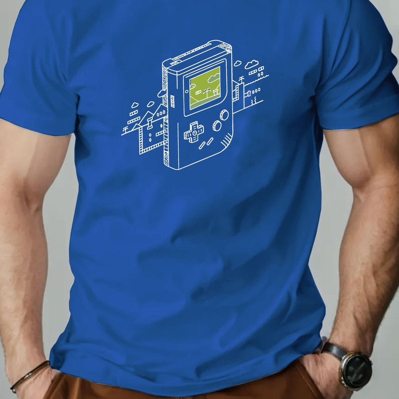 Men's Gaming Console Print Summer Casual Crew Neck Short Sleeve T-Shirt.