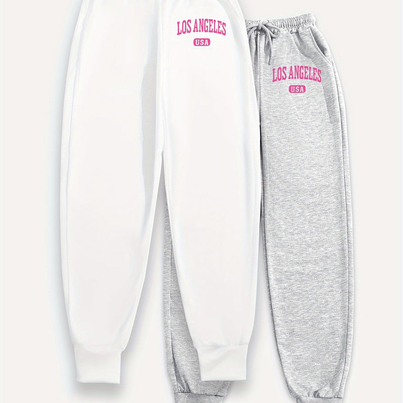 Women's Two-Piece Outfit Featuring Pants with a Letter Print.