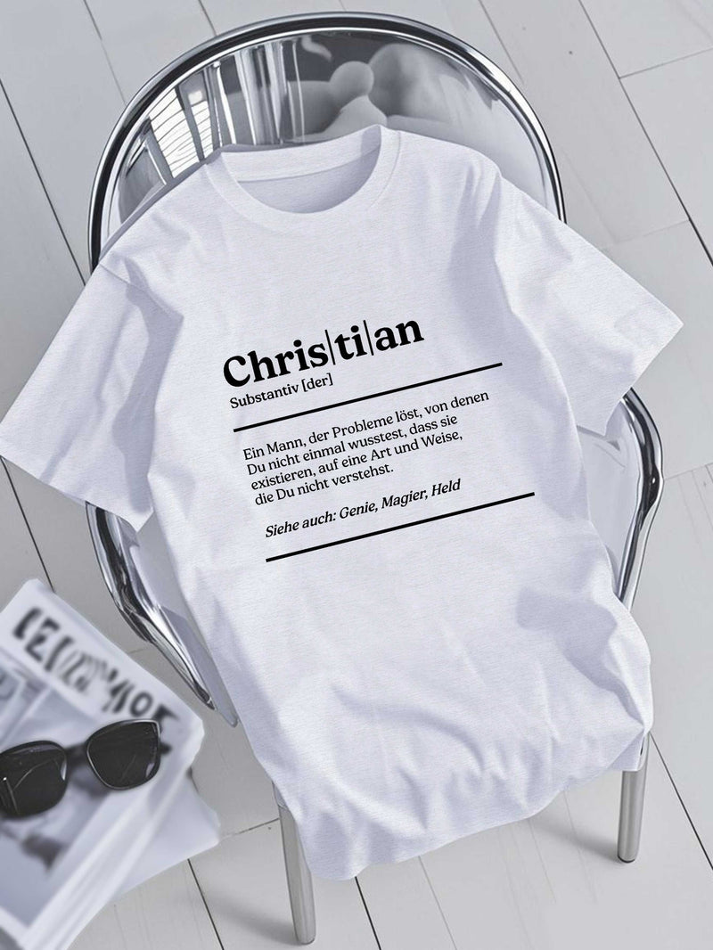 Men's Summer T-Shirt with a Fun Christian German Name And Short Sleeves.