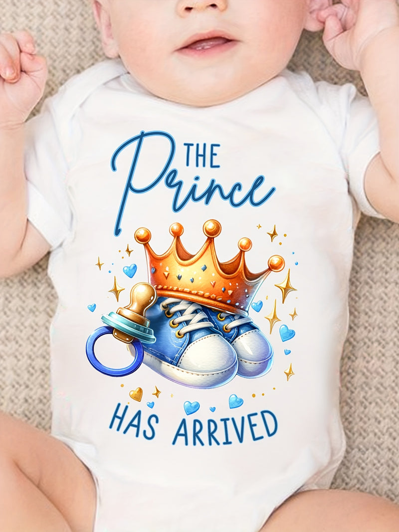 Boys "The Prince Has Arrived" Crown & Sneakers Print.