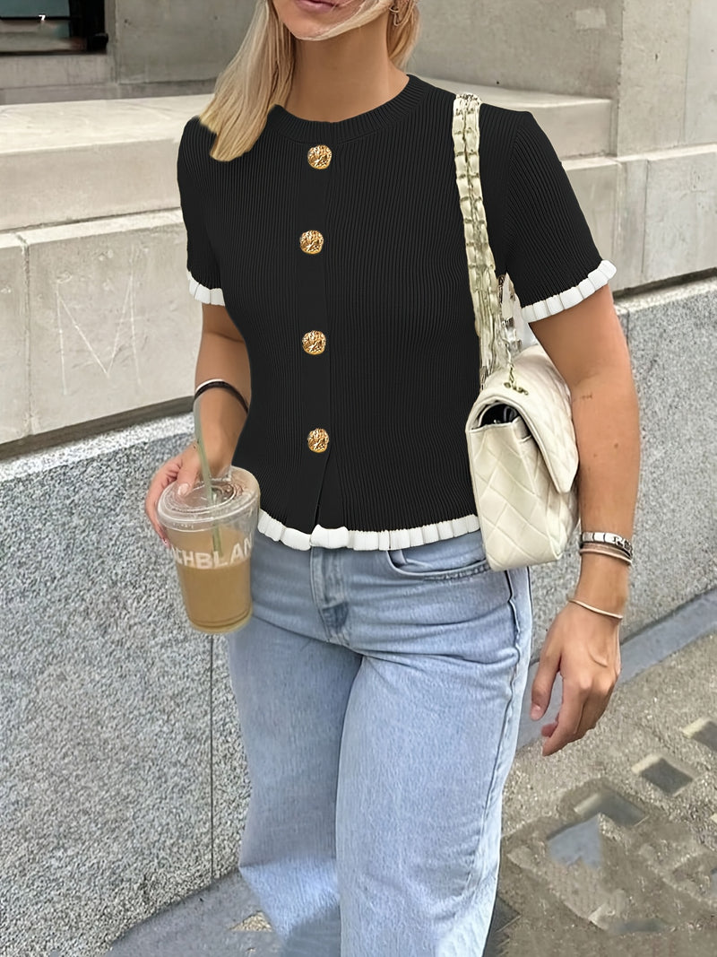 Women's Summer Button Ear Design Edge Design.