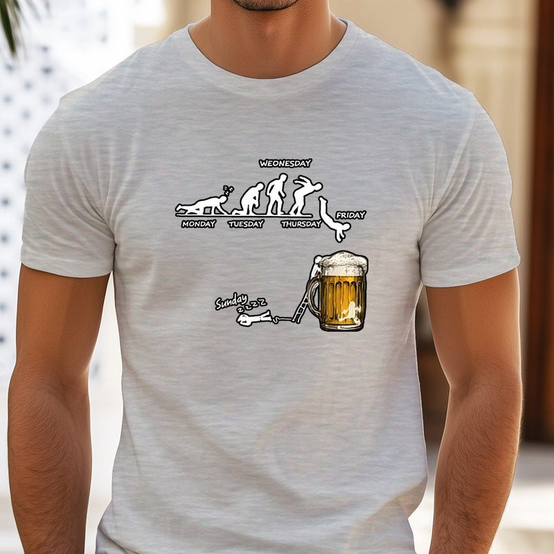 Men'S Creative Beer Illustration Casual Streetwear T-Shirt.
