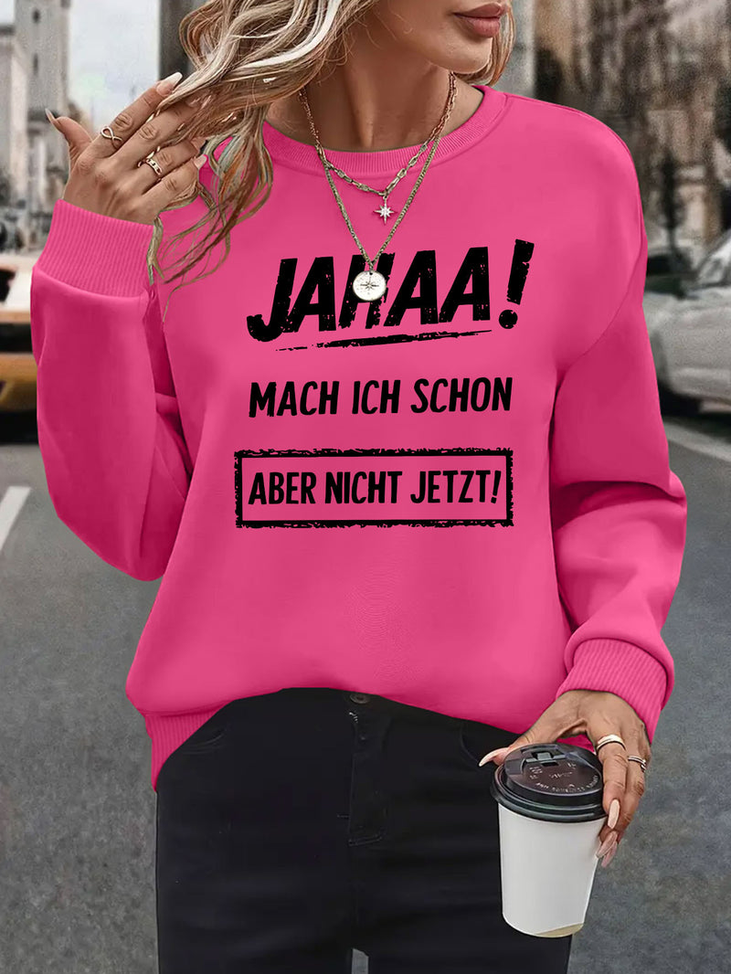 Women's Oversized German Text Print Sweatshirt.