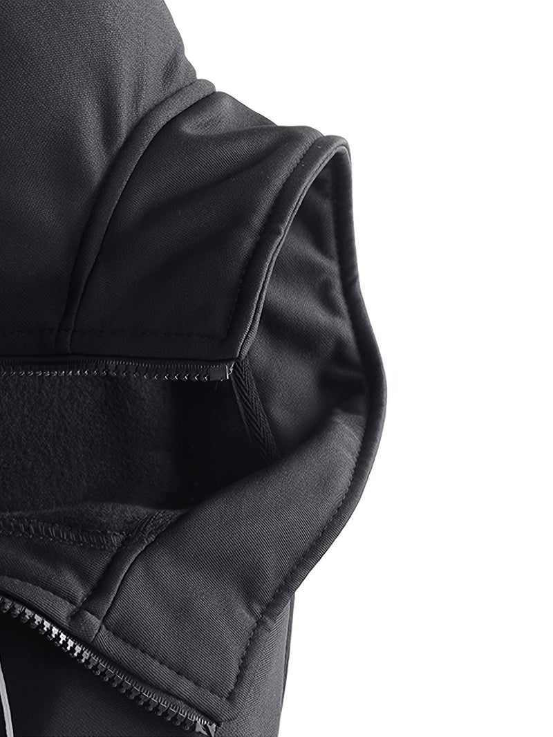 Men's Tracksuits 2pcs Set - Stand Collar Ribbed Hem Sportswear.