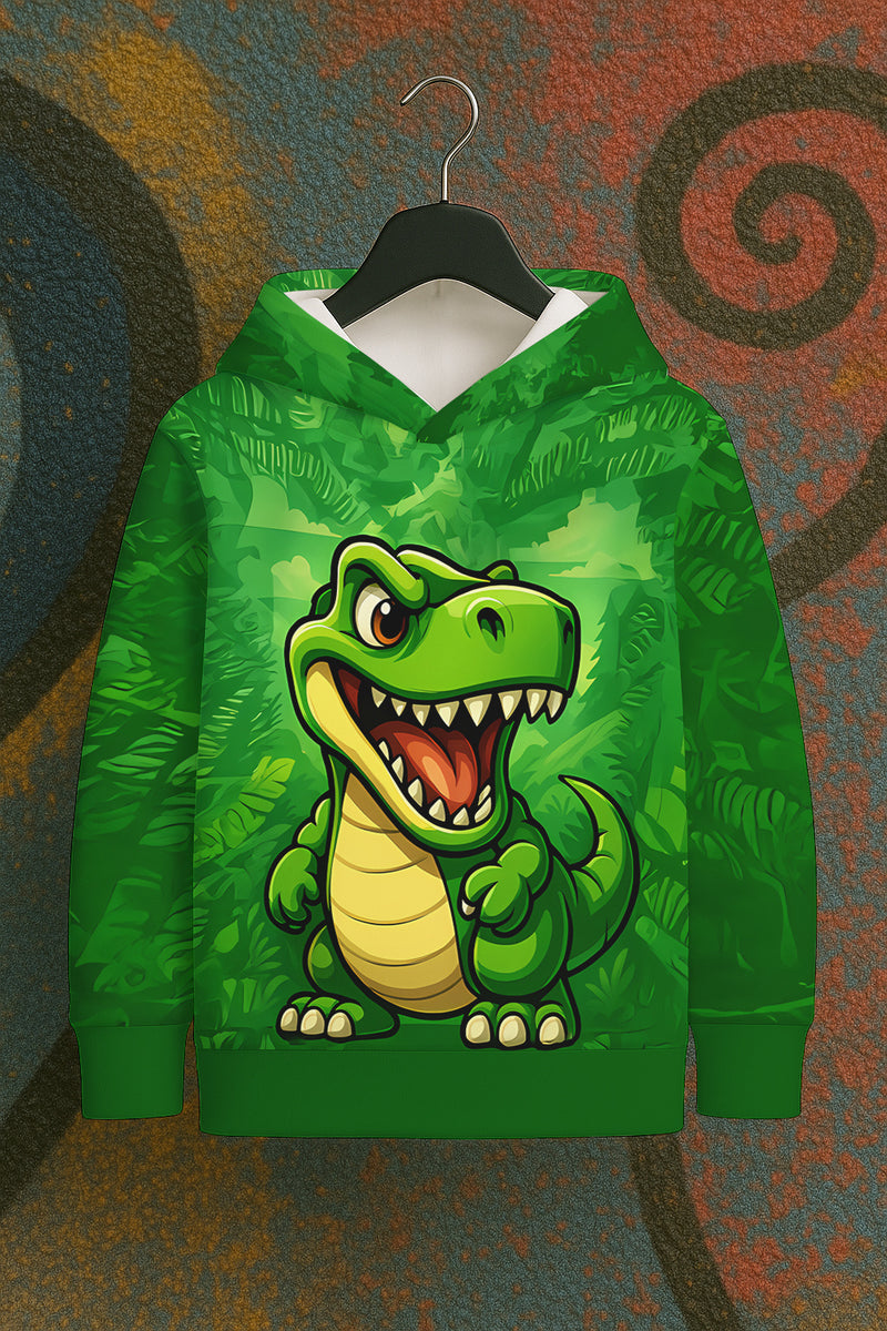 Cute 3D Dinosaur Hoodie for Toddlers  Bright Green Dino.