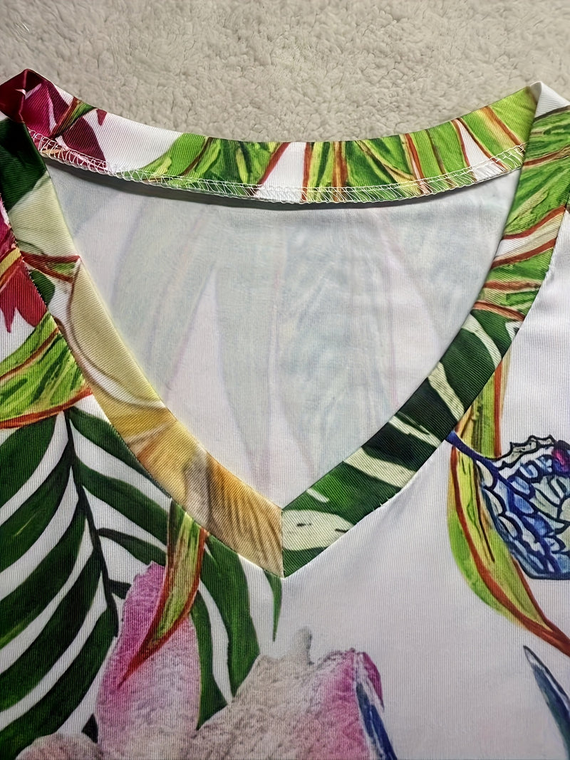 Women's Casual V-Neck Short-Sleeve T-Shirt.