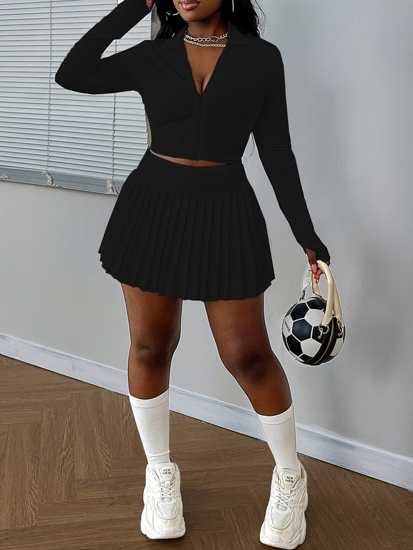 Women's Slimming Jacket + Pleated Skirt Set.